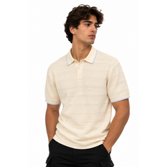 Structured Knitted Regular-Fit Polo