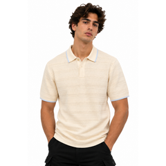 Structured Knitted Regular-Fit Polo