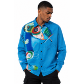 Abstract Island Printed Relaxed-Fit Shirt