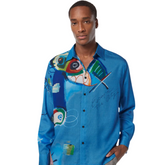 Abstract Island Printed Relaxed-Fit Shirt