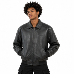 Gator Arm Washed Leather Jacket