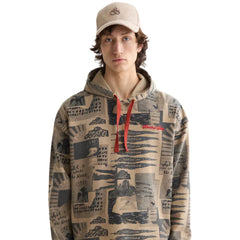 Loose-Fit Overdyed All-Over Printed Hoodie