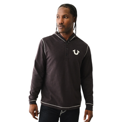 Hooded Flatlock Henley T-Shirt