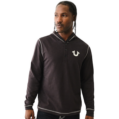 Hooded Flatlock Henley T-Shirt
