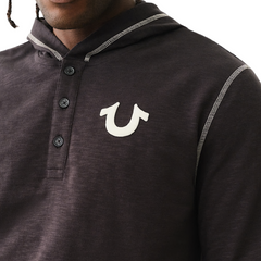 Hooded Flatlock Henley T-Shirt