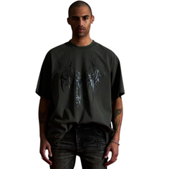 Colin Oversized Short Sleeve T-Shirt | Olive Cyber Sigilism