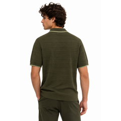 Structured Knitted Regular-Fit Polo