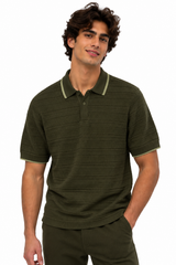 Structured Knitted Regular-Fit Polo