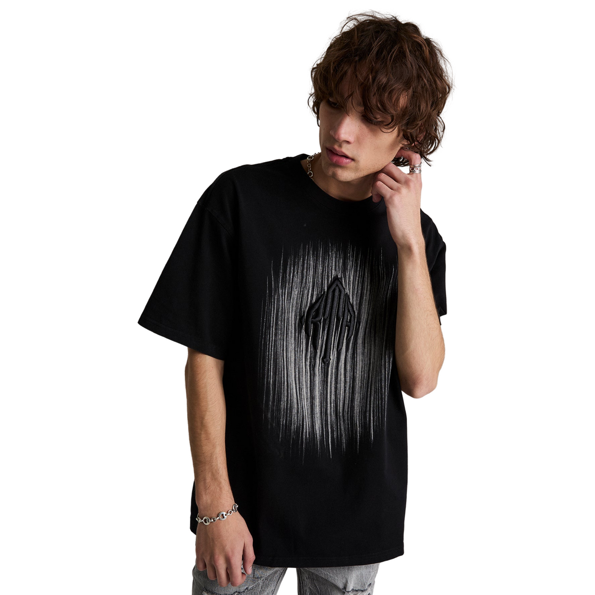 Colin Oversized Tee - Black Etched Monogram