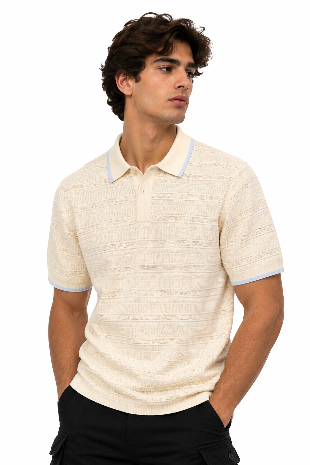 Structured Knitted Regular-Fit Polo