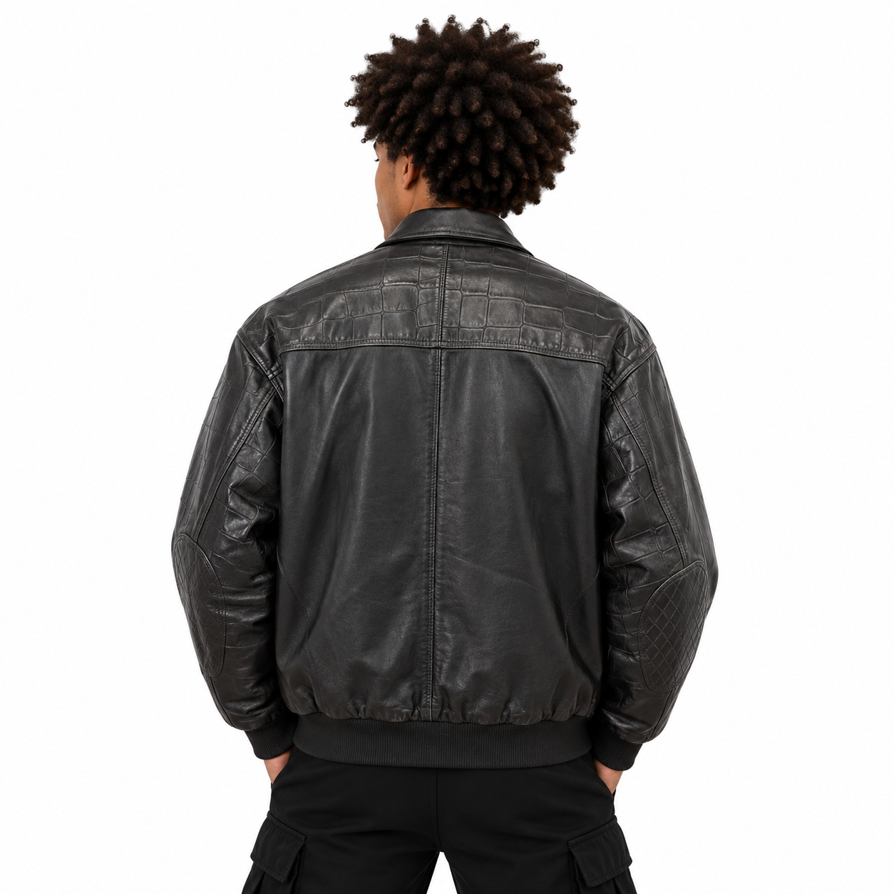 Gator Arm Washed Leather Jacket