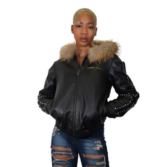 Studded Elegance Leather Jacket