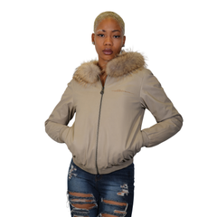 Women's Butter Cream Elegance Leather Jacket