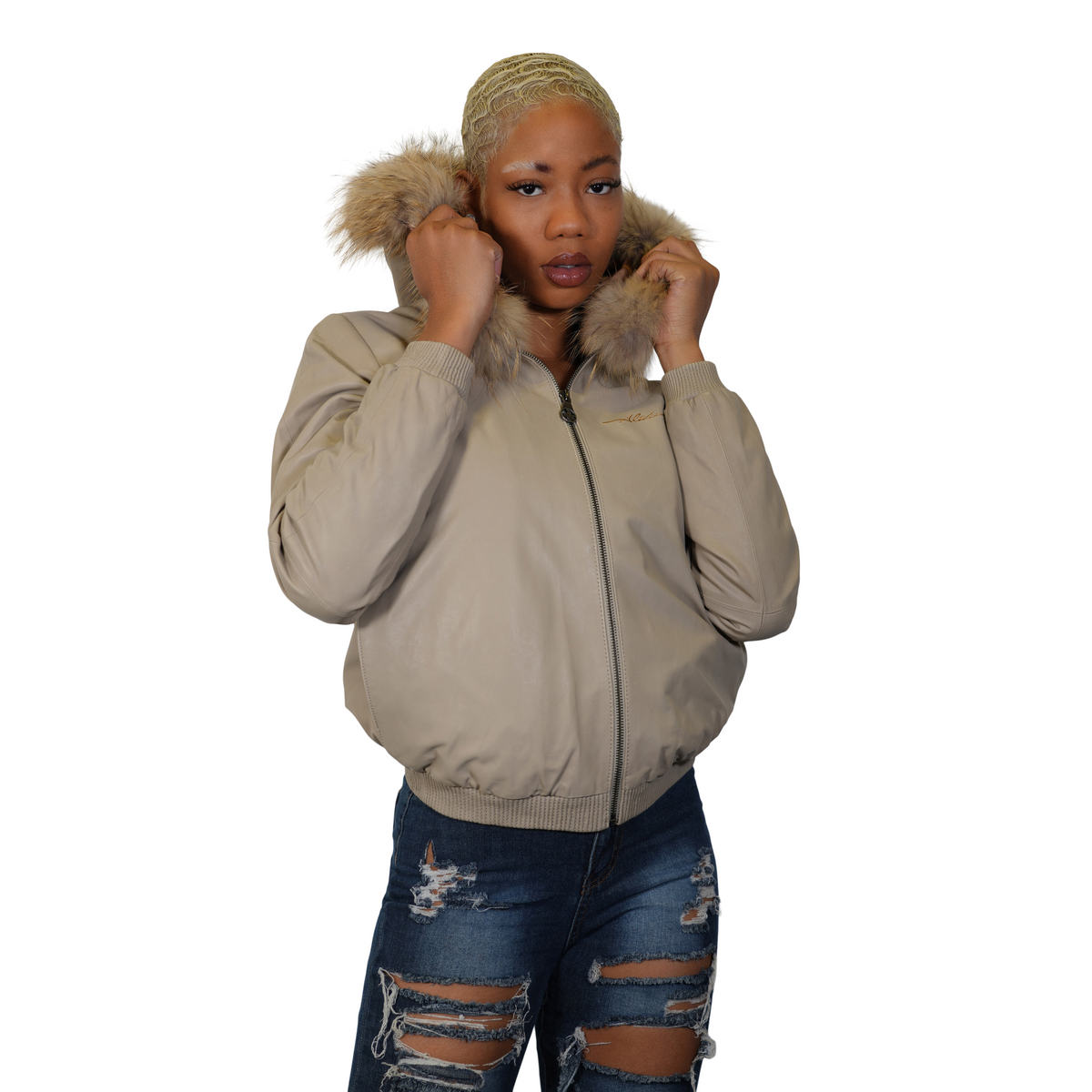 Women's Butter Cream Elegance Leather Jacket