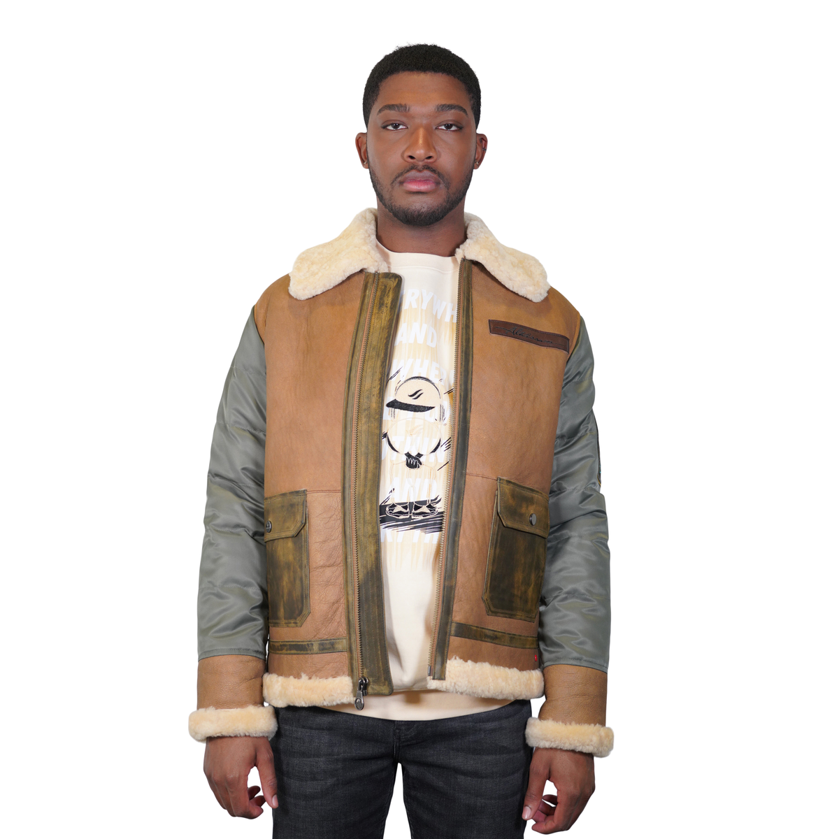 Shearling Luxe Nylon Flight Jacket