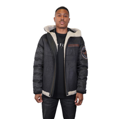 Shearling Luxe Hooded Nylon Flight Jacket