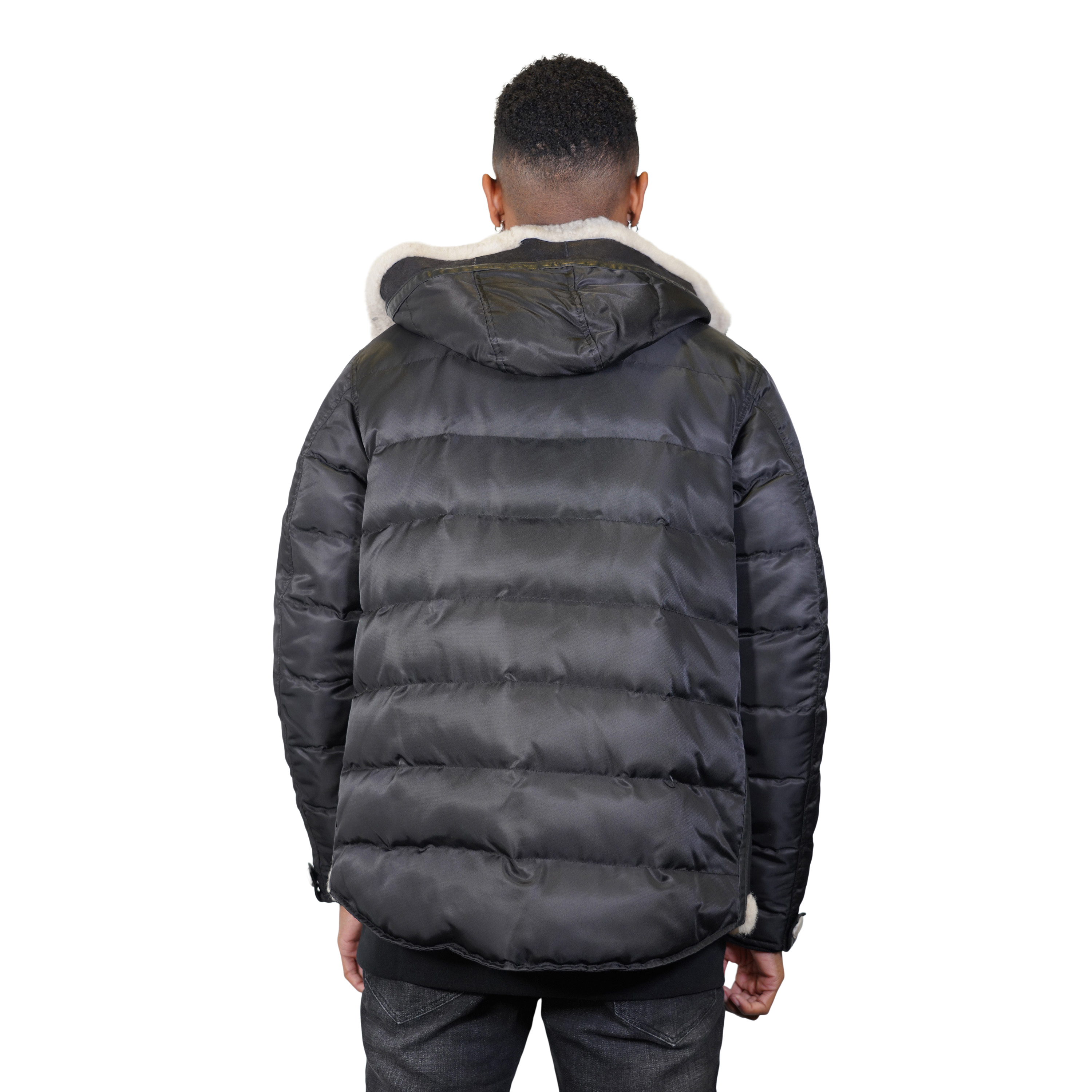 Shearling Luxe Hooded Nylon Flight Jacket