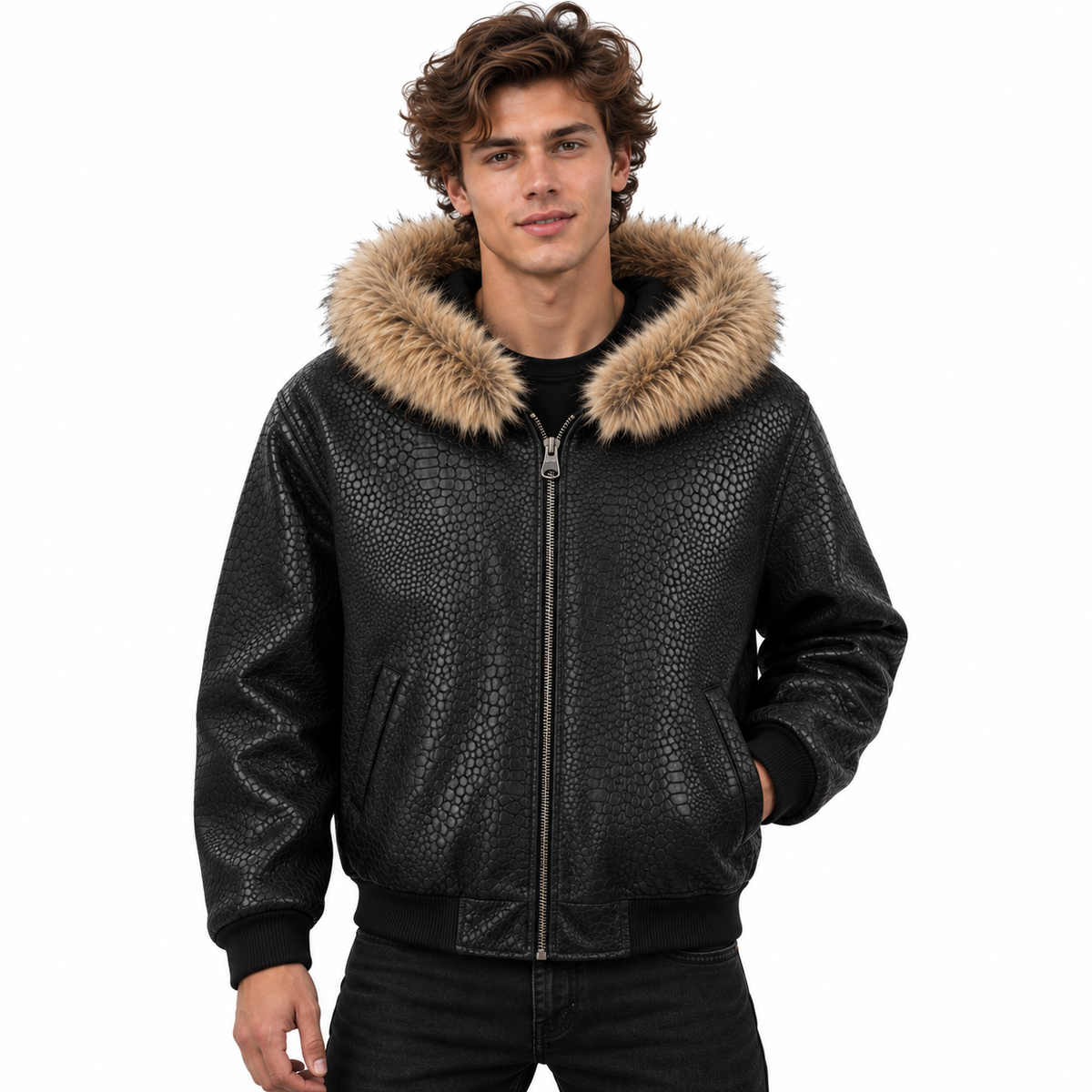 Exotic Elegance Snake Skin Leather Jacket