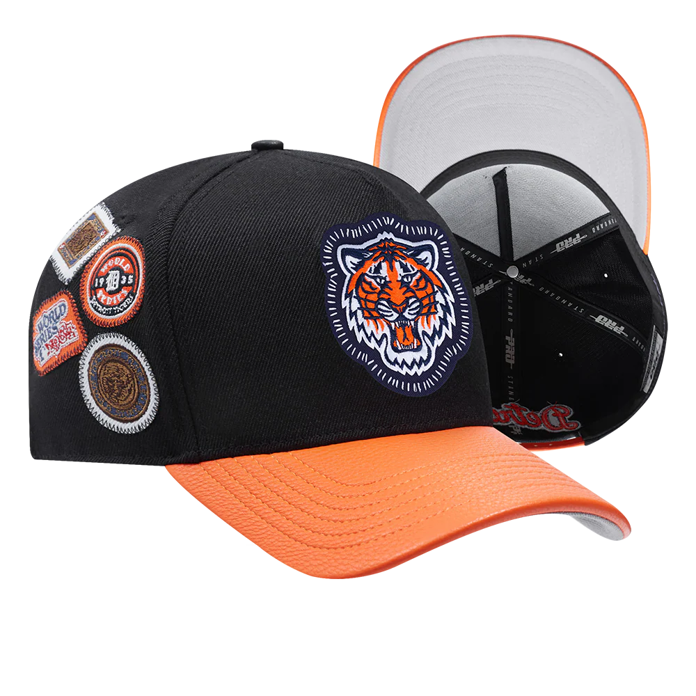 MLB Detroit Tigers DIY Pick Stitch Leather Pinch Front Strapback