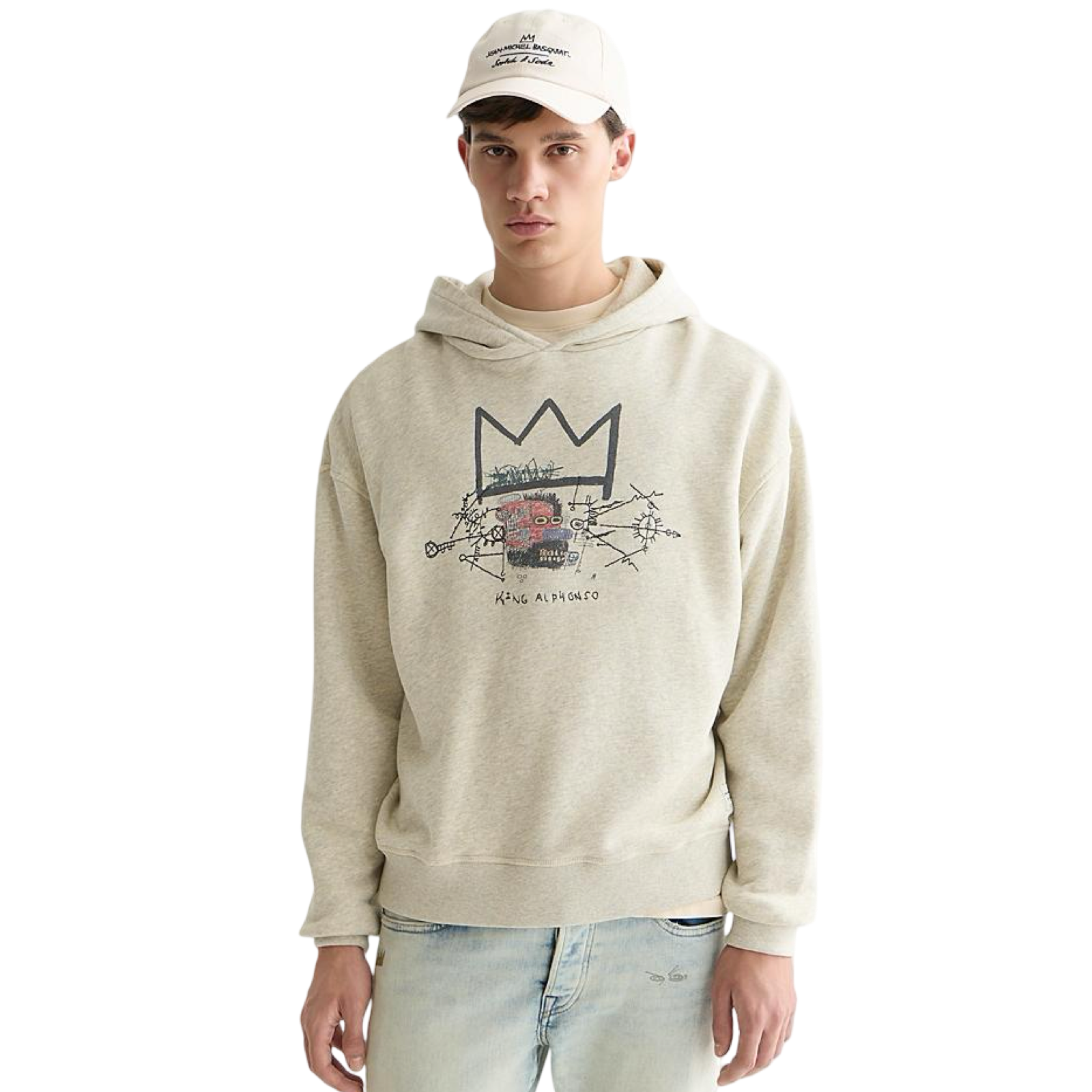 Basquiat Washed Artwork Relaxed Fit Hoodie