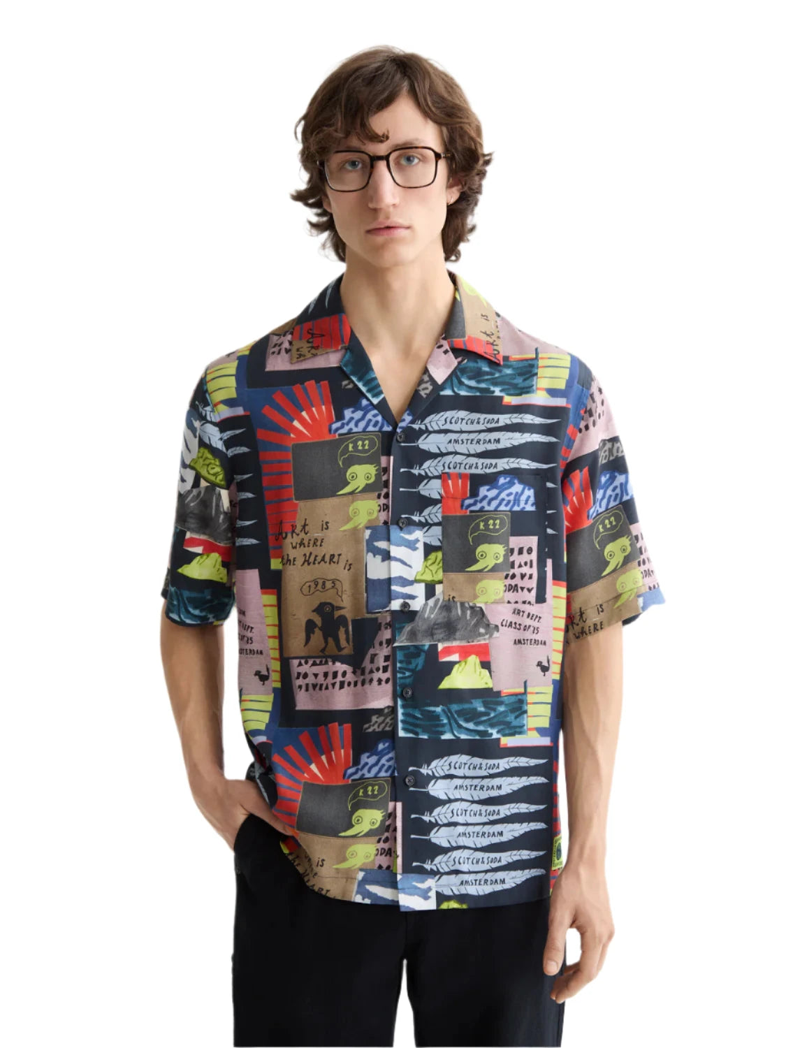 Relaxed-Fit Tencel All-Over Printed Short-Sleeved Shirt