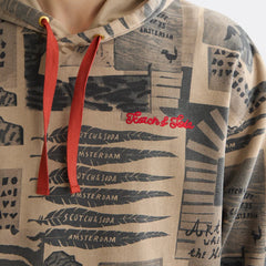 Loose-Fit Overdyed All-Over Printed Hoodie