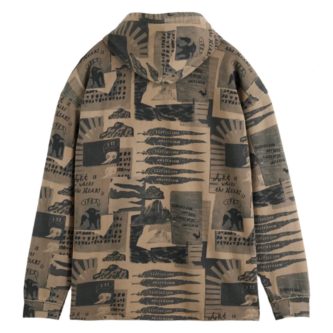 Loose-Fit Overdyed All-Over Printed Hoodie