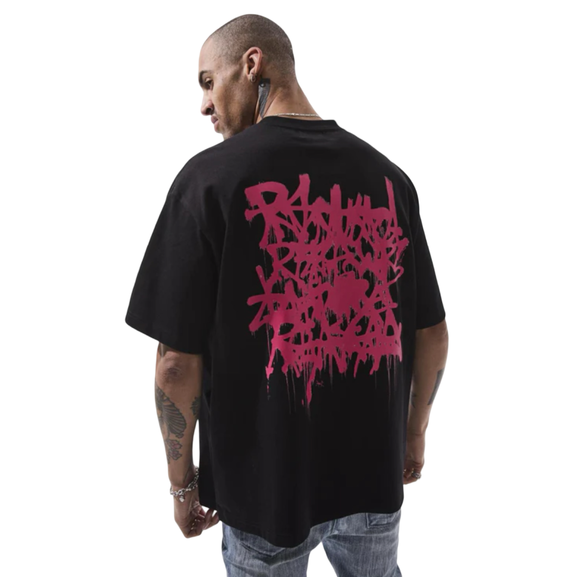Colin Oversized Short Sleeve T-Shirt | Graffiti Pink