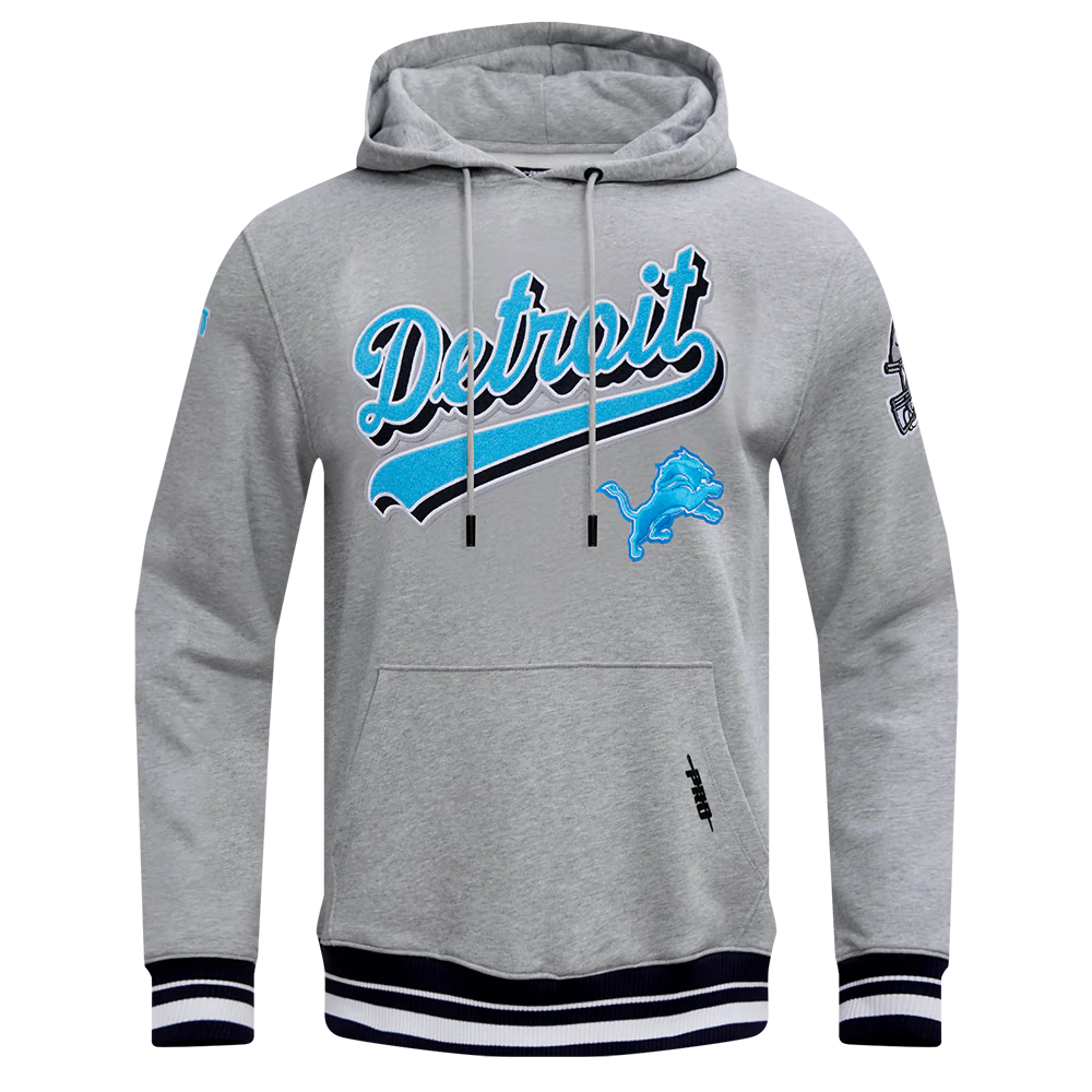 NFL Detroit Lions Script Tail Men’s Rib Fleece Pullover Hoodie