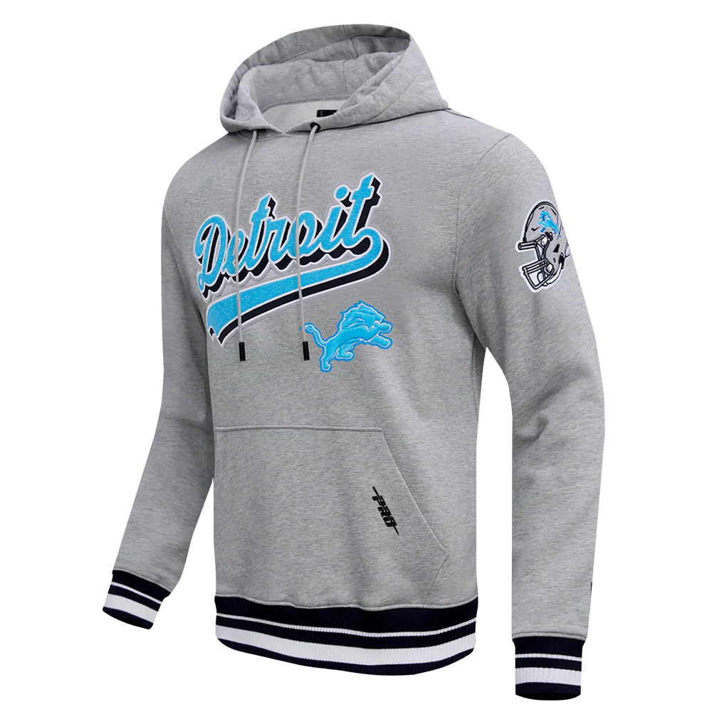 NFL Detroit Lions Script Tail Men’s Rib Fleece Pullover Hoodie