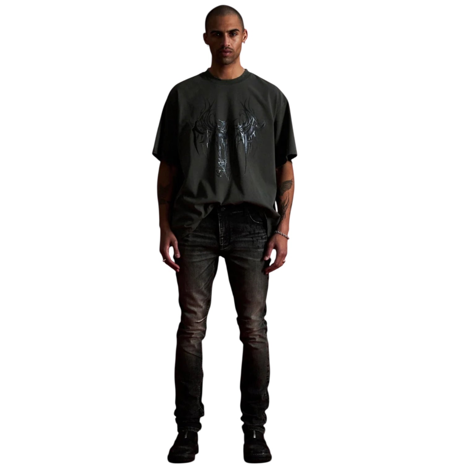 Colin Oversized Short Sleeve T-Shirt | Olive Cyber Sigilism