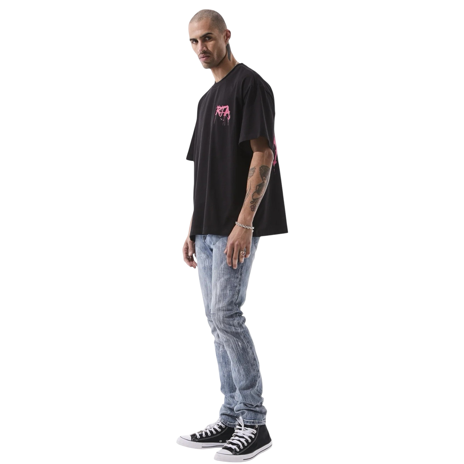 Colin Oversized Short Sleeve T-Shirt | Graffiti Pink