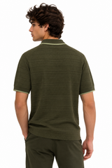 Structured Knitted Regular-Fit Polo