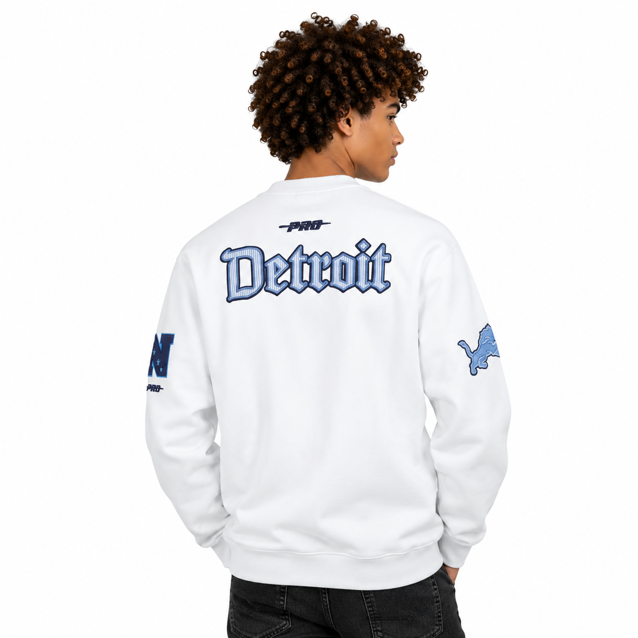 NFL Detroit Lions Country Club Men’s Drop Shoulder Fleece Crew Neck