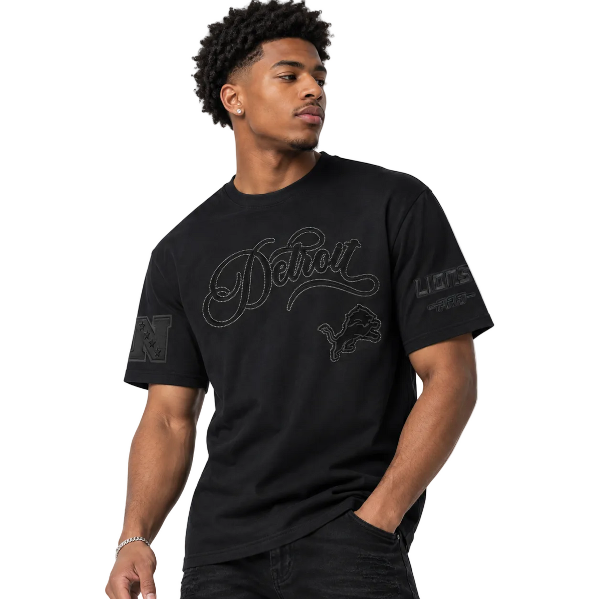 NFL Detroit Lions Blackout CJ Drop Shoulder Tee