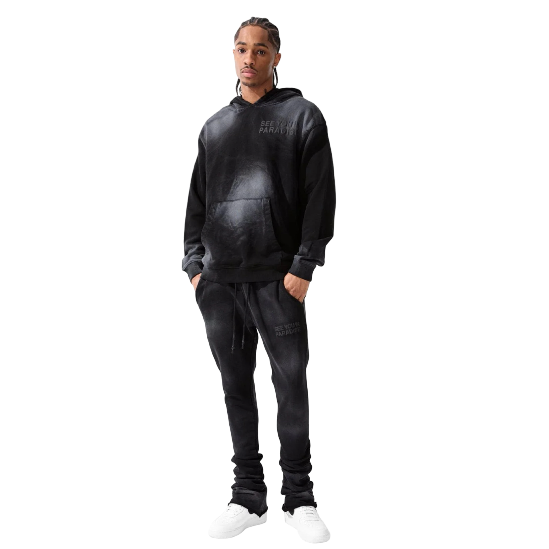 Tonal Washed Stacked Sweatpants